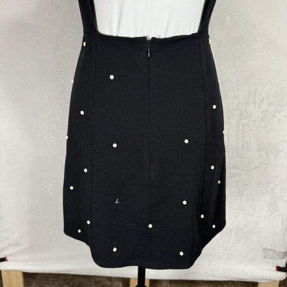 Tibi Black Ivory Beaded Mini Dress Size 4 Cutout Back Polka Dot Retro Sleeveless - Picture 4 of 16